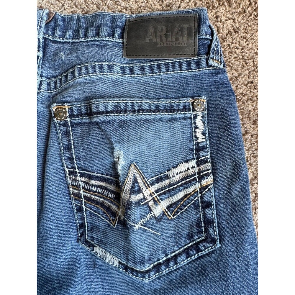 Ariat M5 Mens 33x36 Straight Leg Boot Cut Jeans Medium Wash Western Denim - Picture 4 of 12